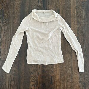 Margaret O’Leary Cowl Neck Waffle Print Sweater